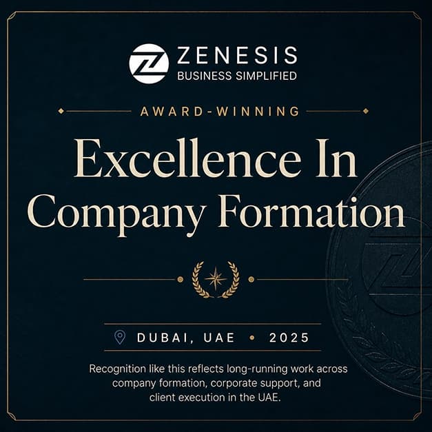 Zenesis award recognition poster for excellence in company formation