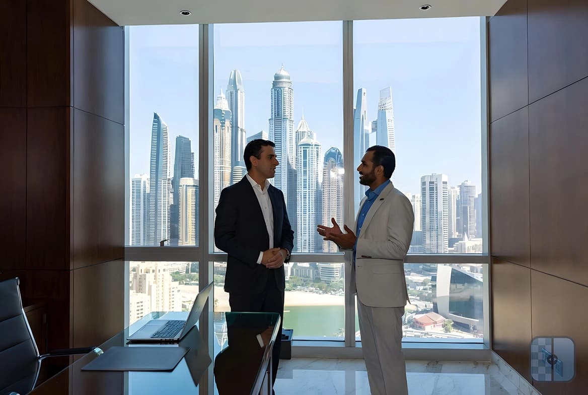 Business professionals in a Dubai advisory meeting